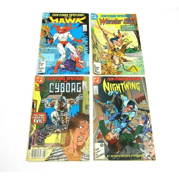 4 Teen Titans Spotlight Comics 1987 Hawk 7 Wonder Girl 12 Cyborg 13 Nightwing 14 - Picture 1 of 9